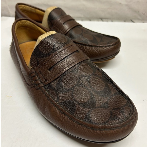 Coach Mercer Penny Loafers Mens 9 Mahogony Brown Signature Leather Driving Shoes main image 5